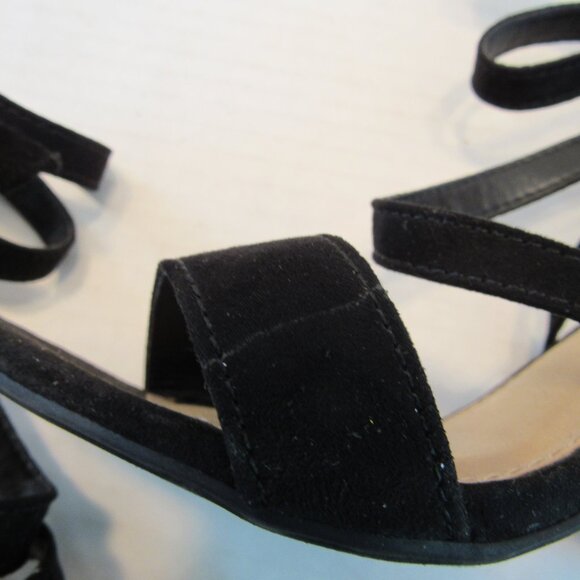 Lauren Conrad Walnut Strappy Back Zip Open Toe Block Heel Sandals Black Size 6.5 - Picture 5 of 10